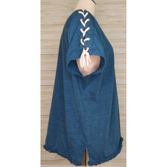 Chicos Women's Top Size 3 (XL/16) Blue~Rope Tie~ Nautical~Fringe~Boho Beachy - Picture 6 of 13